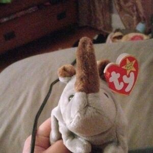 Ty Gray and Brown Plush Rhino